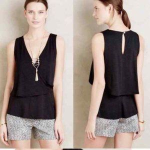 Anthropologie Deletta Black Cross Front Tired Sleeveless Top